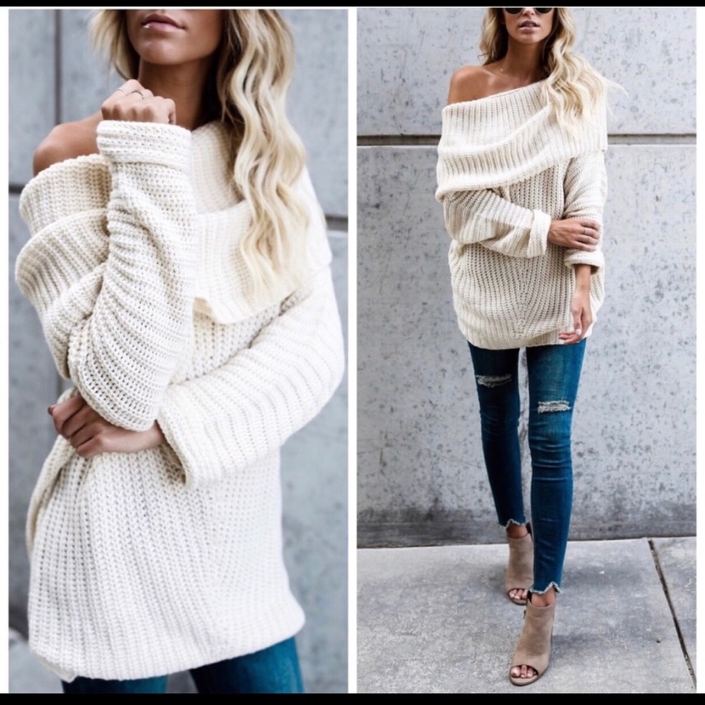 Julie Cream Ivory One Shoulder Sweater